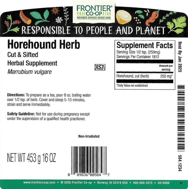 Frontier Horehound Herb Cut & Sifted 0.5kg - Image 2
